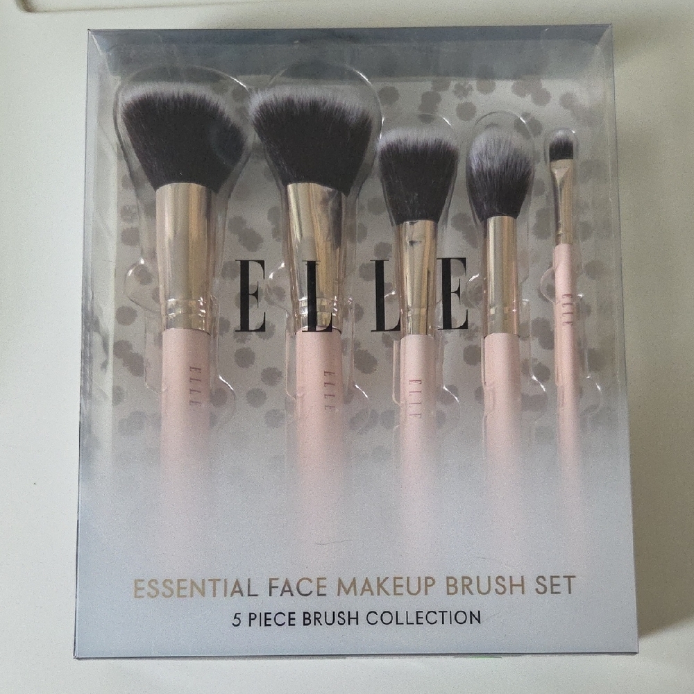 ELLE Essential Face Makeup Brush Set - Pink NEW